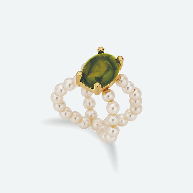 Nonna Pearl Ring - Moss