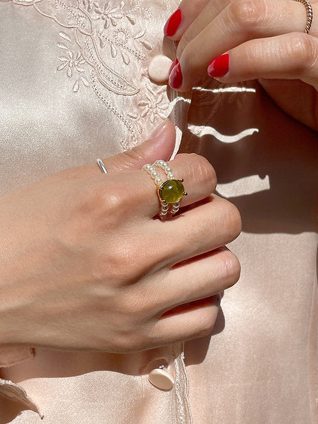 Nonna Pearl Ring - Moss