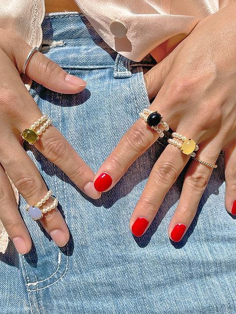 Nonna Pearl Ring - Caviar
