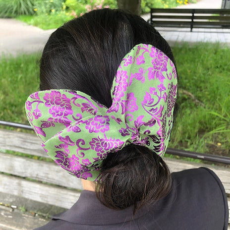 chouchou fait à la main, petite pochette zippé, taille grande, tissu traditionnel coréen, upcycling