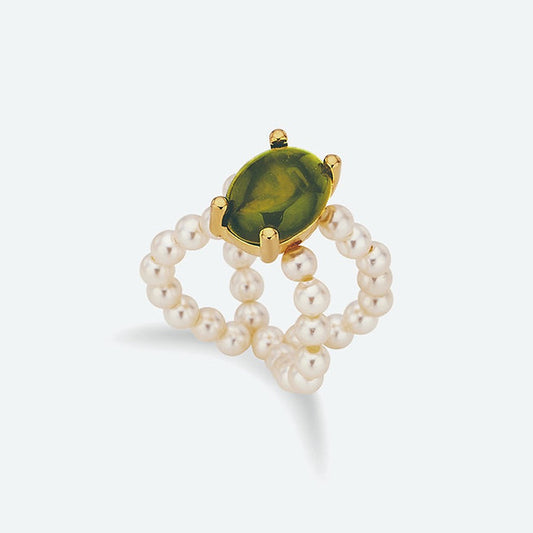 Nonna Pearl Ring - Moss