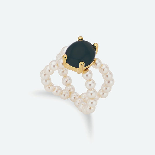 Nonna Pearl Ring - Caviar